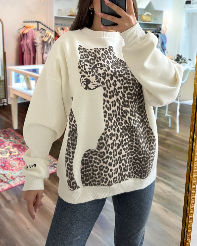 Leopard Print Crewneck Sweatshirt