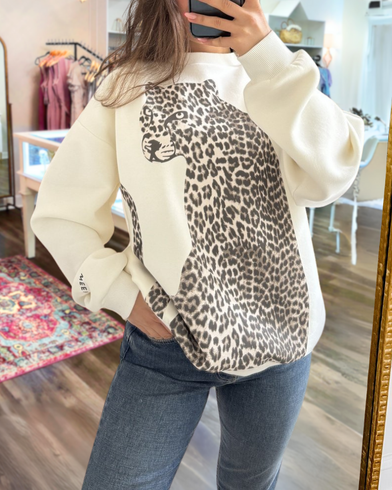 Leopard Print Crewneck Sweatshirt