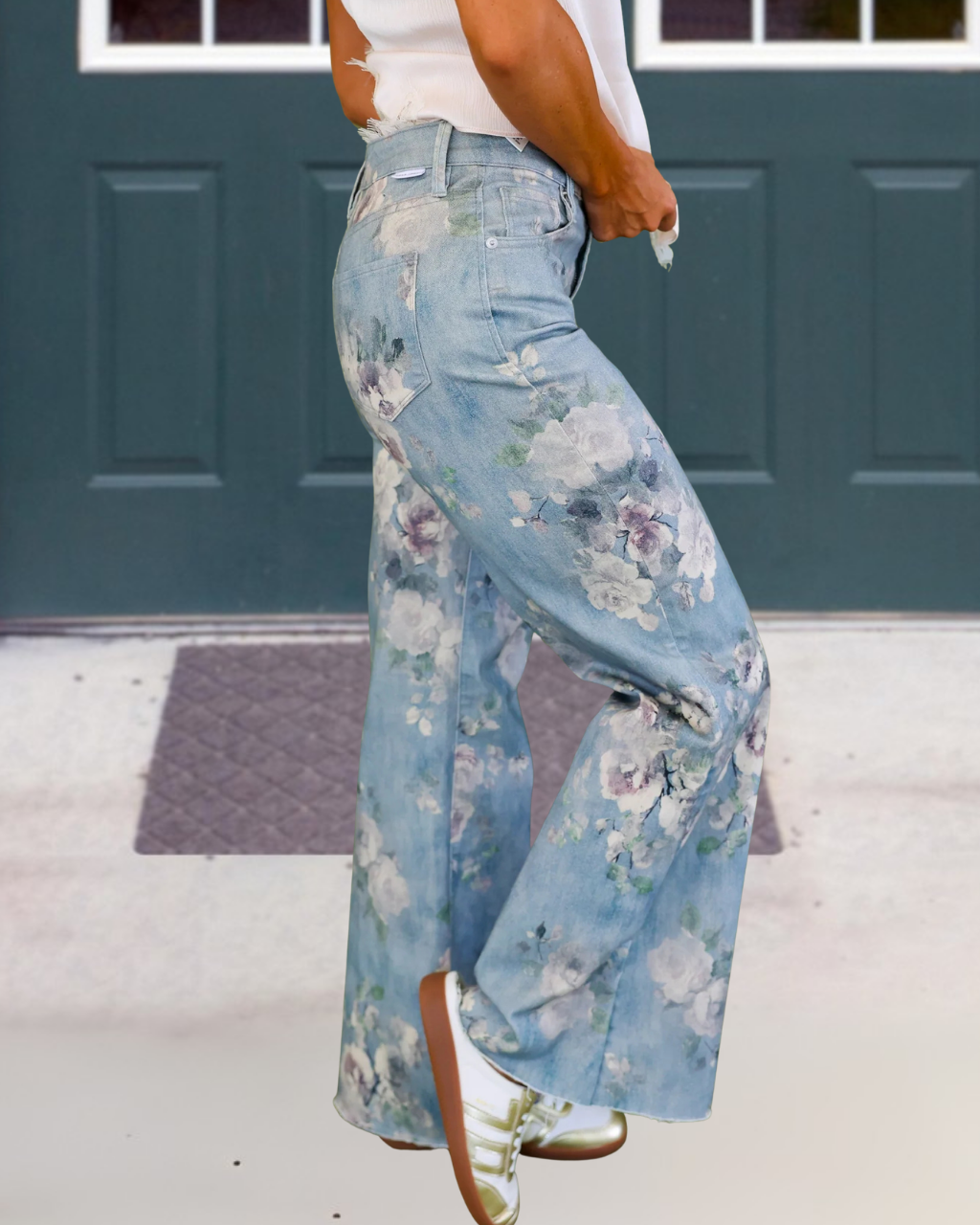 Vintage Floral Wide-leg Pants