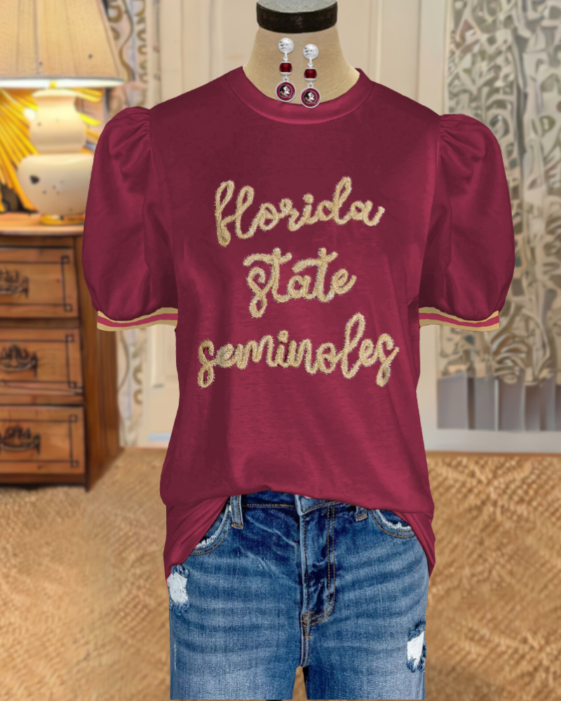 FSU Embroidered Crewneck Top