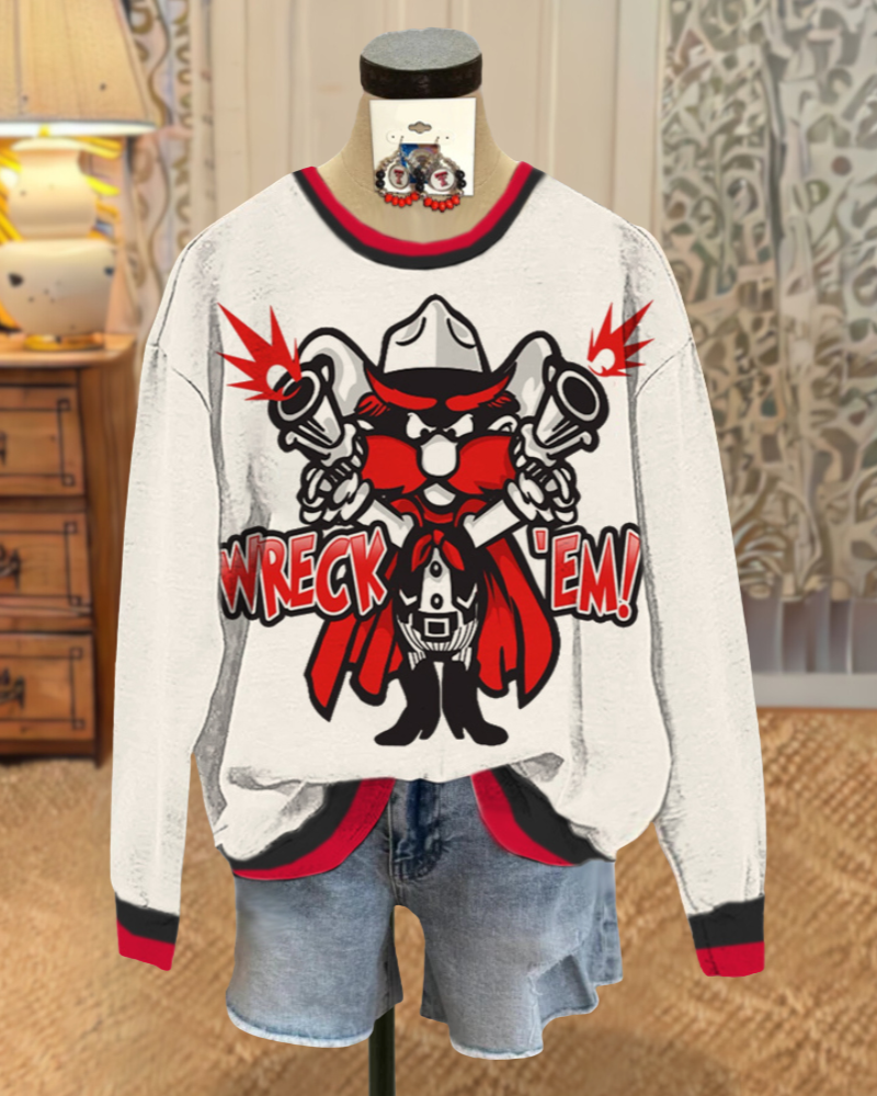 Red Raiders Striped Trim Sweatshirt