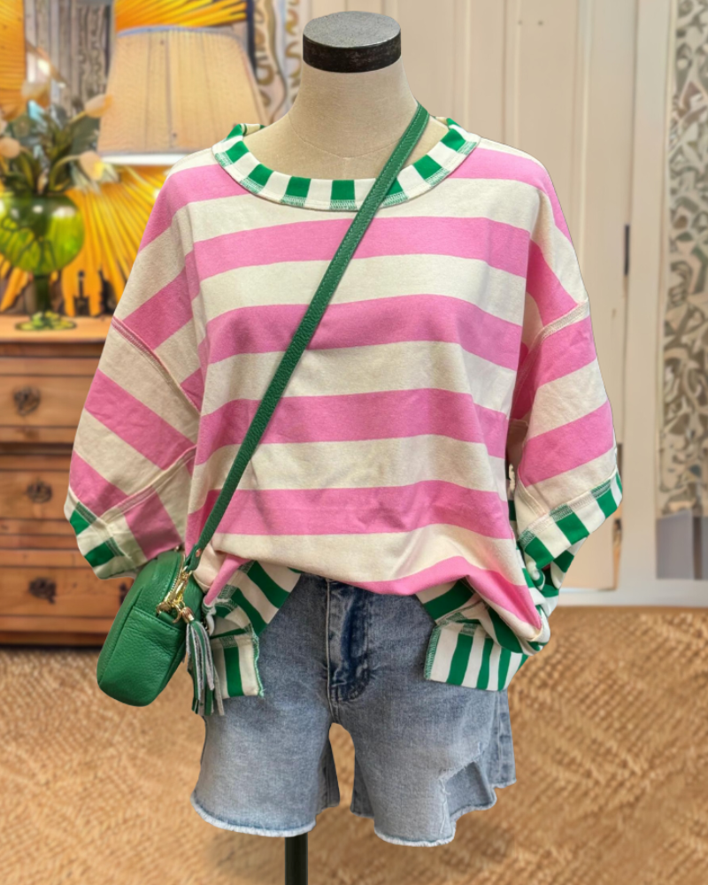 Colorblock Stripes Oversized Tee