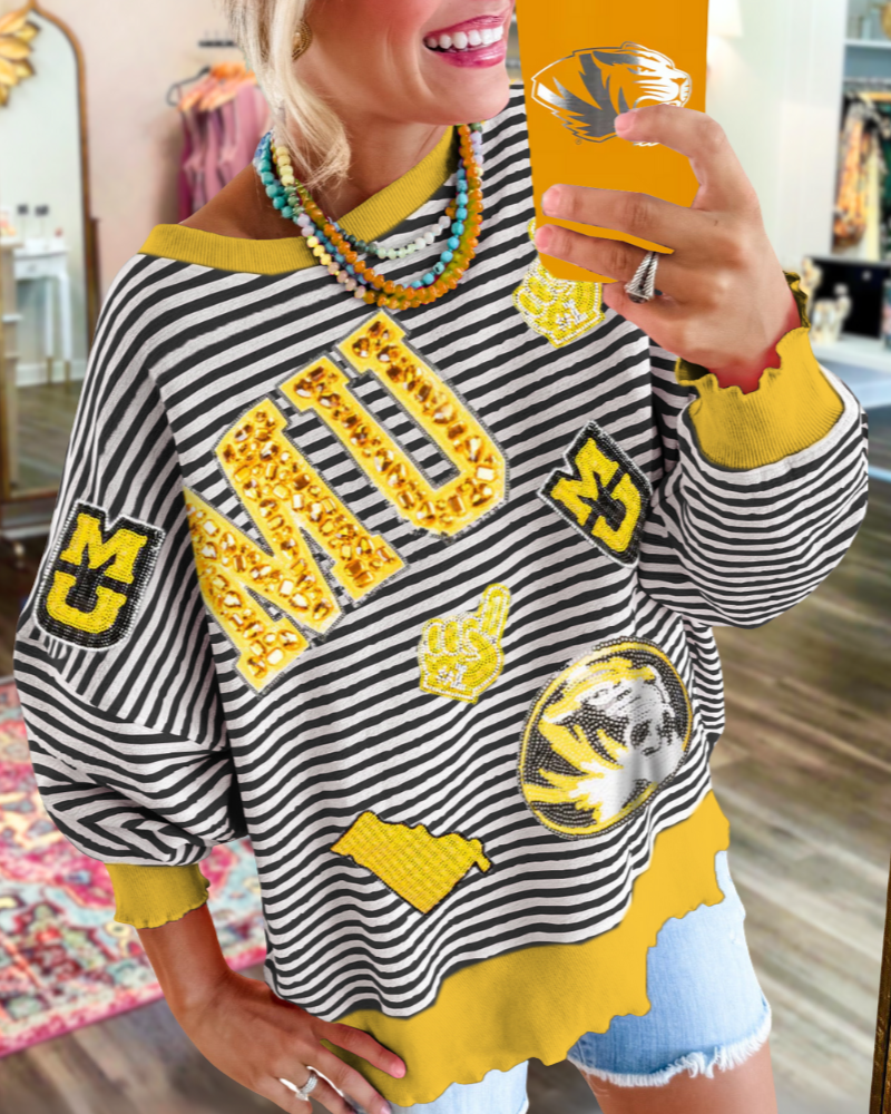 Sequin Missouri Tigers Striped Sweatshirt