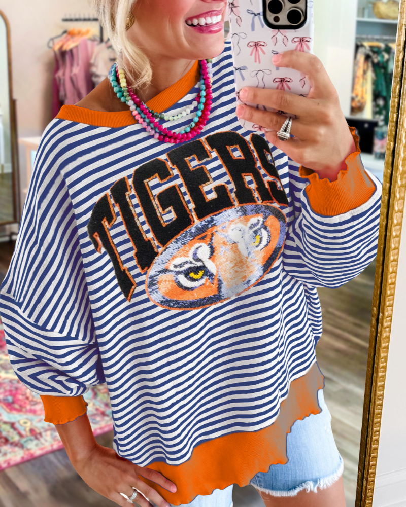 Auburn Tigers Sequin Striped Sweatshirt