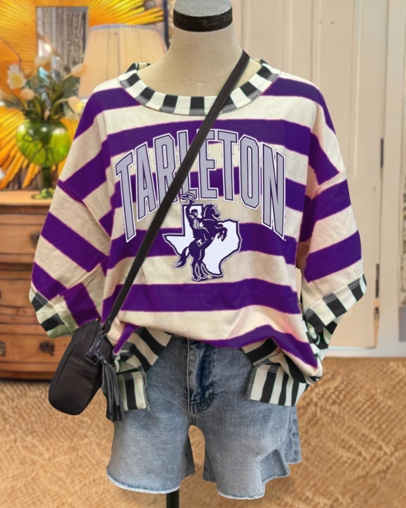 TARLETON Embroidered Striped T-shirt