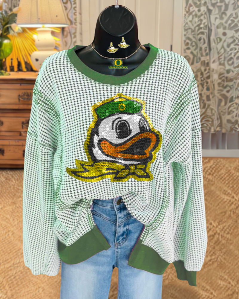 Ducks Sequined Check Sweatshirt