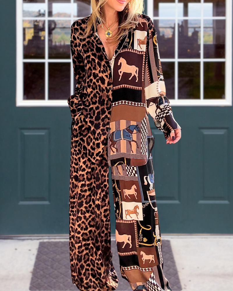 Leopard Horse Satin Top