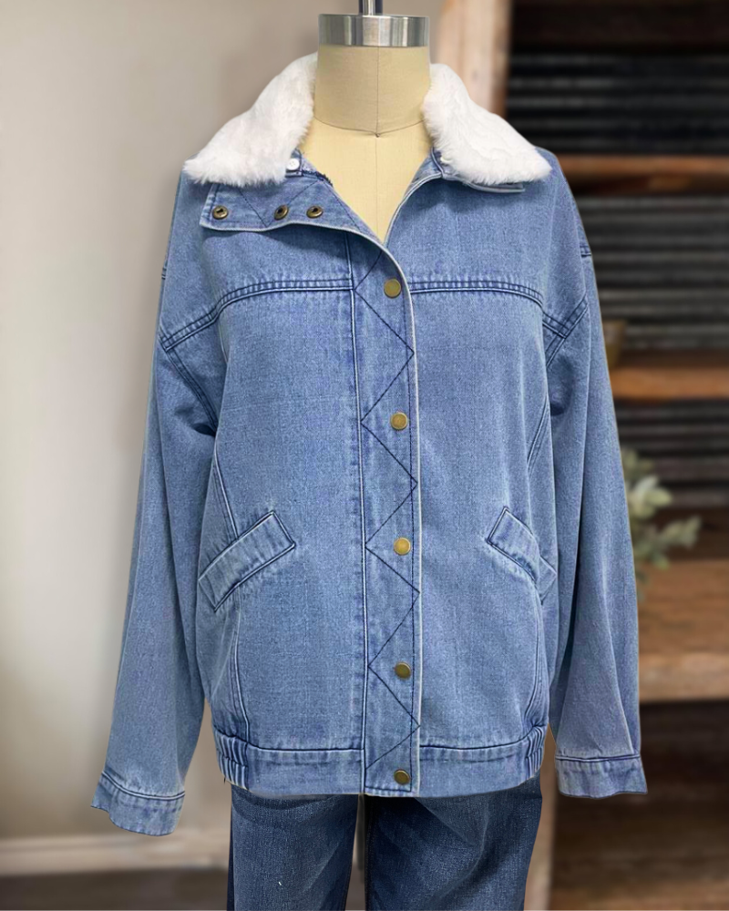 Sherpa Denim Bomber Jacket