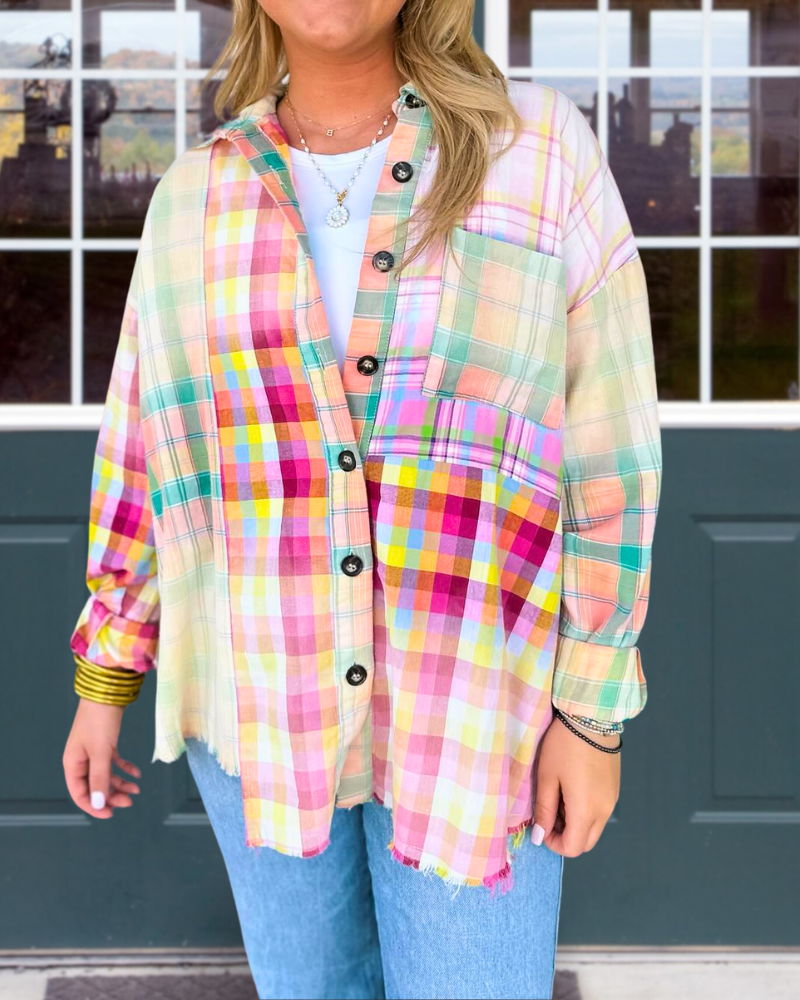 Patchwork Colorful Plaid Shirt