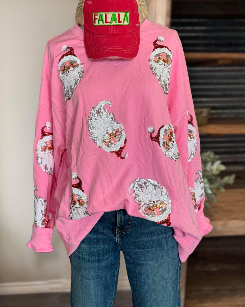 Pink Santa Sequins Sweatshirt