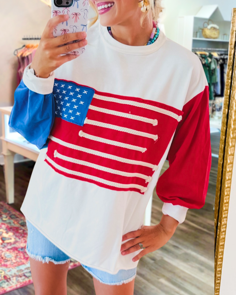 Flag Patch Cotton Sweatshirt