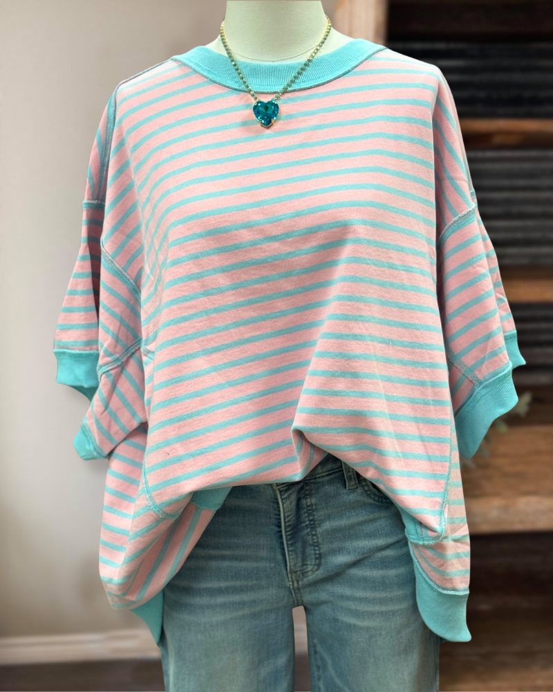 Oversized Ice Cream Top-Pink/Blue