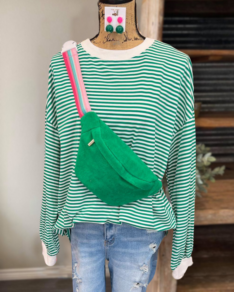 Striped Cotton Blouse-Green