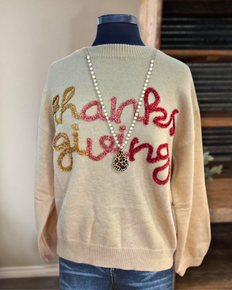 Thanks Giving Embroidery Sweater