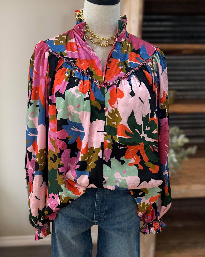 Color Bloom Button Top