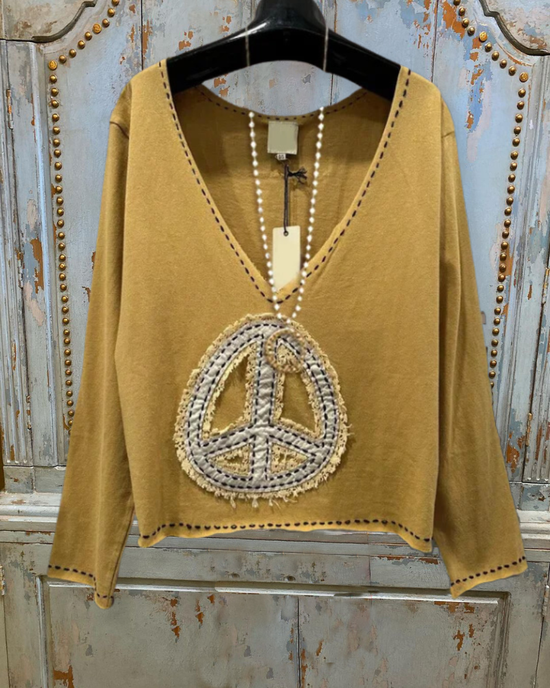 Cotton Peace Sign Top