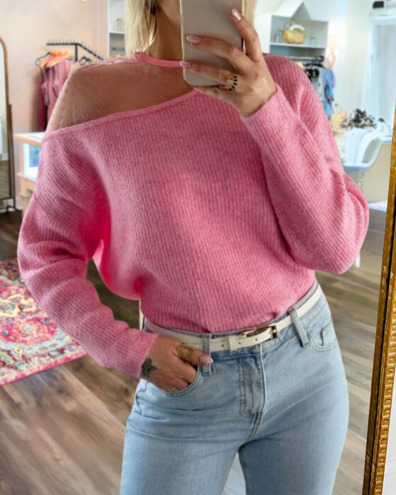 Casual Off Shoulder Ribbed Sweater