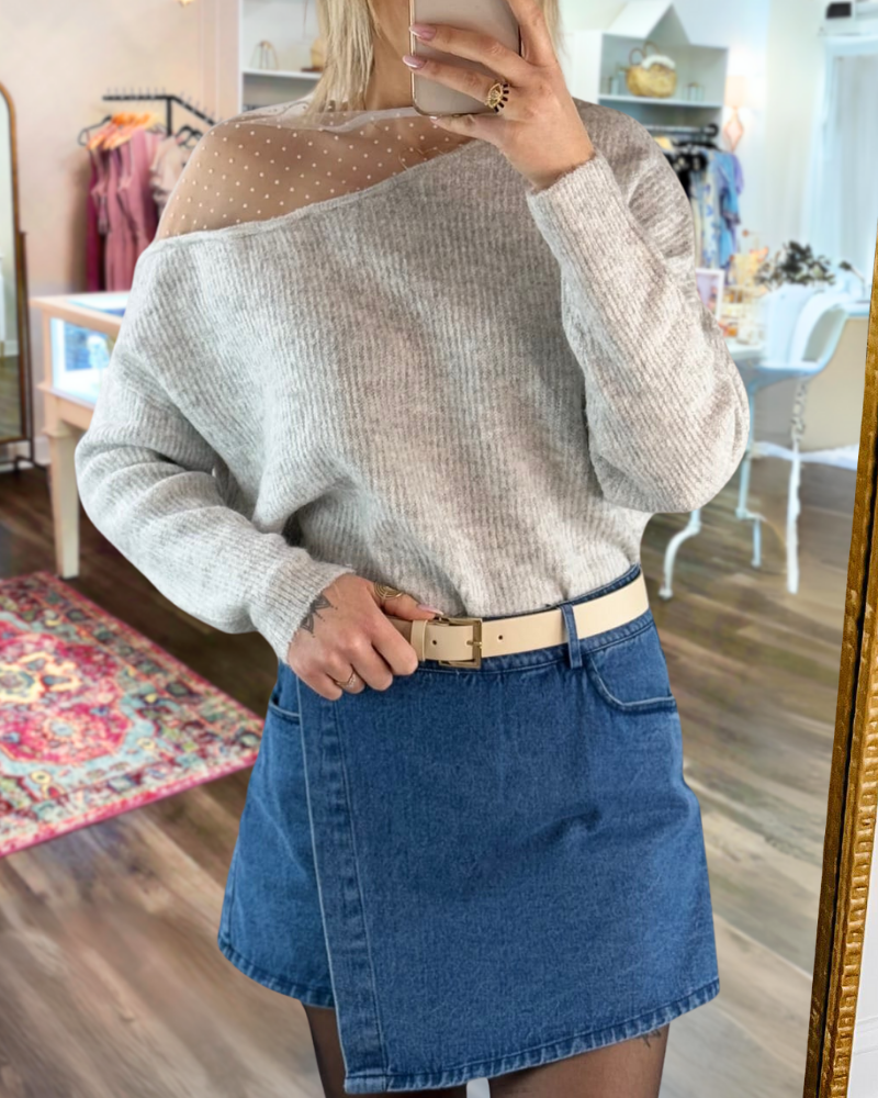 Casual Off Shoulder Ribbed Sweater