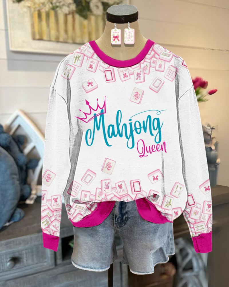Mahjong Contrasting Trim Sweatshirt