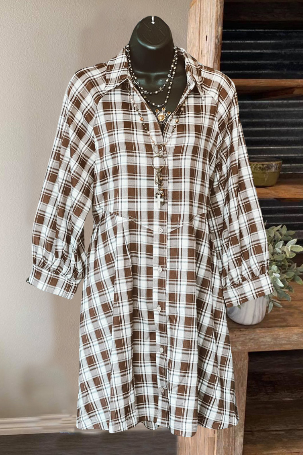 Rustic Plaid Shirt Dress