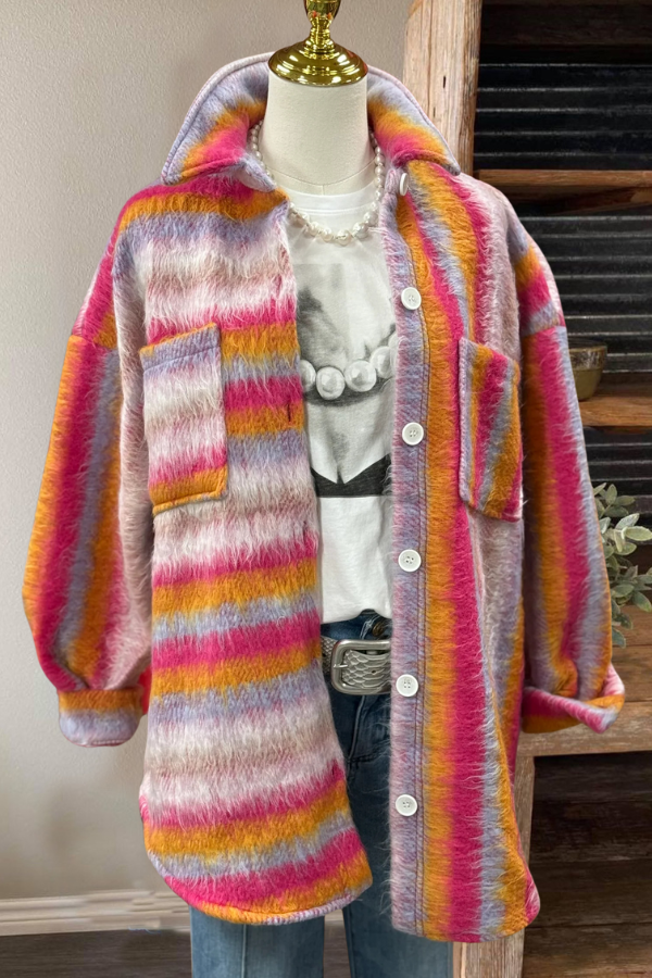 Oversized Rainbow Wool Coat