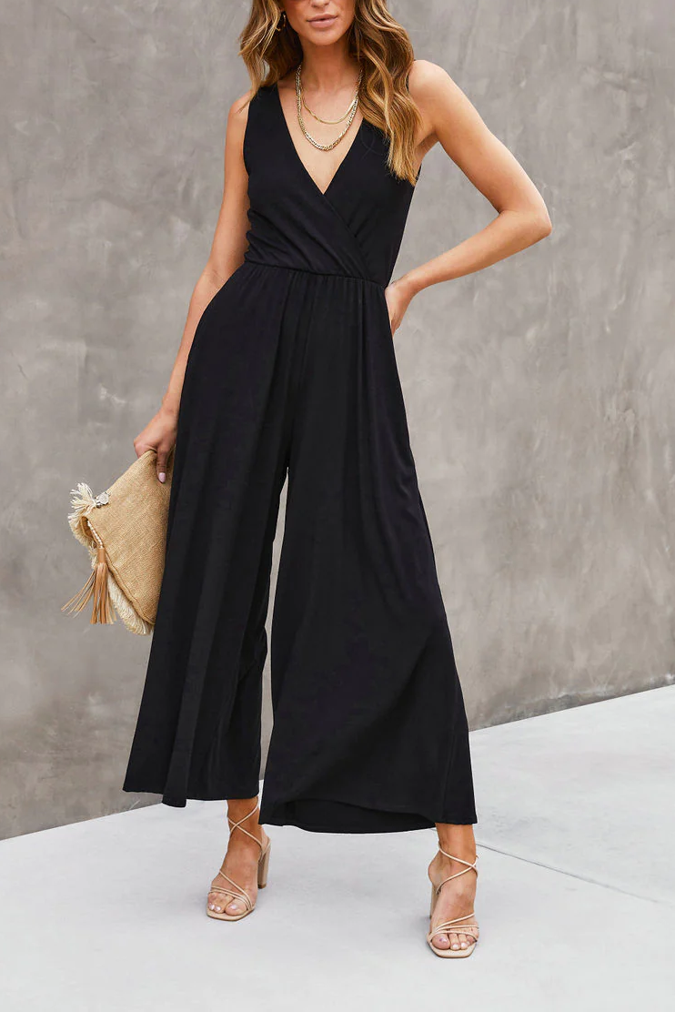 Drapes Pocketed Wide Leg Jumpsuit