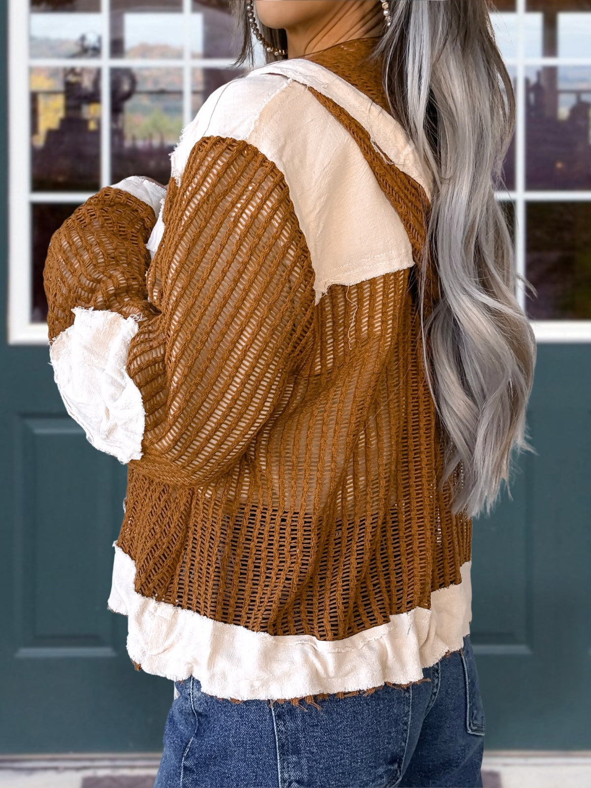 Workwear Cutout Color Blocked Hoodie