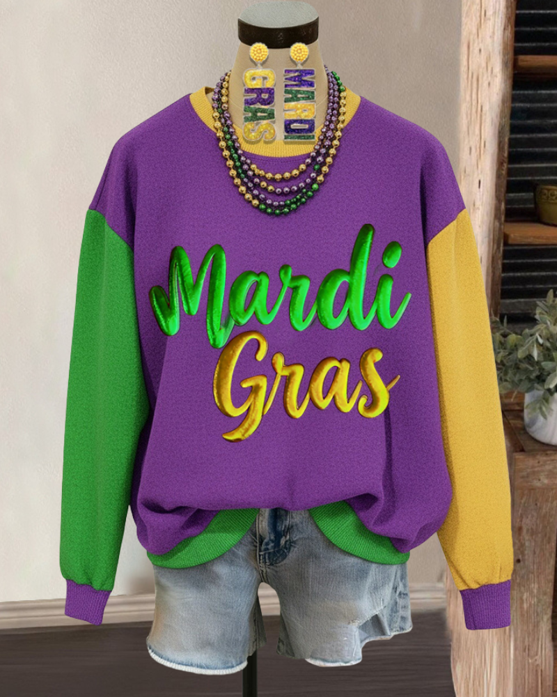 Mardi Gras Color-Blocked Sweatshirt