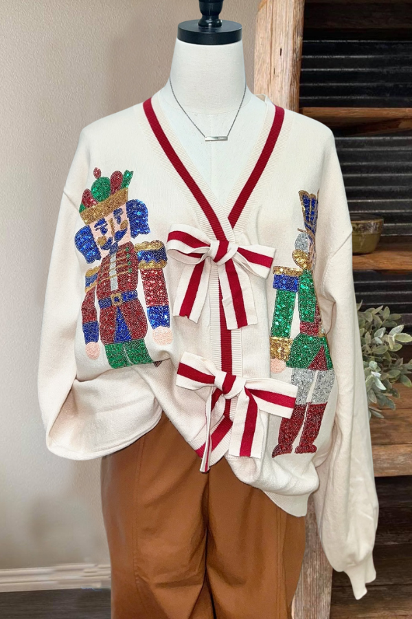 Nutcracker Soldier Sequined Cardigan