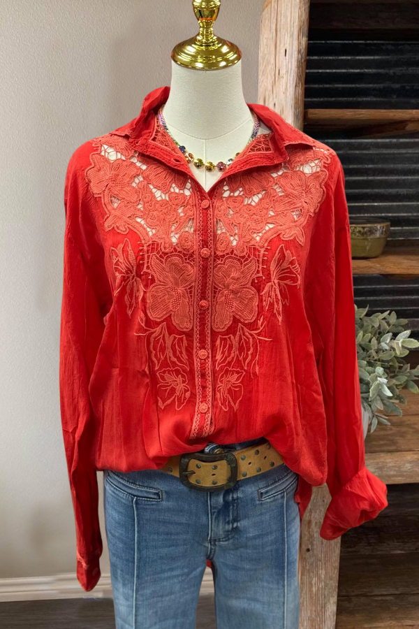 Floral Lace Velvet Blouse