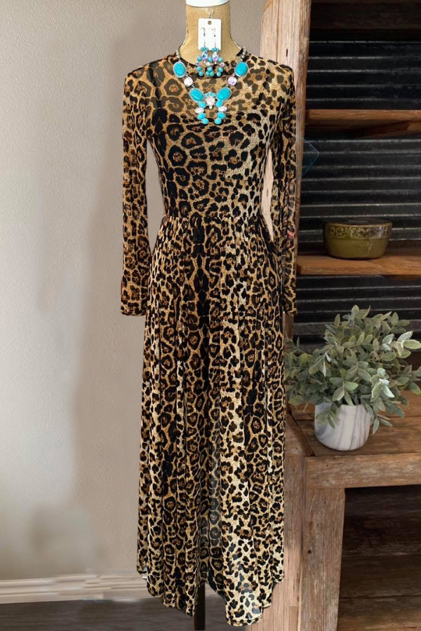 Fashionable Leopard Print Maxi Dress