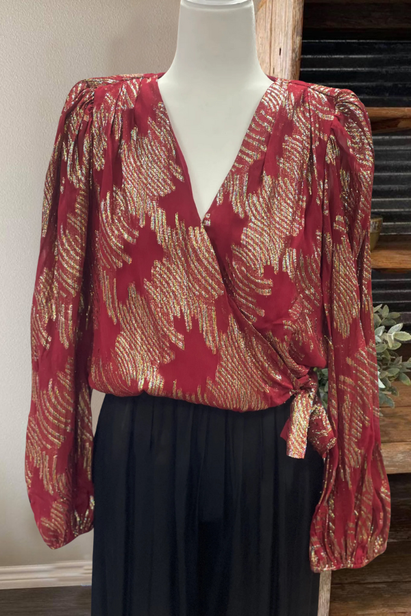 Metallic Draped Sequin Top