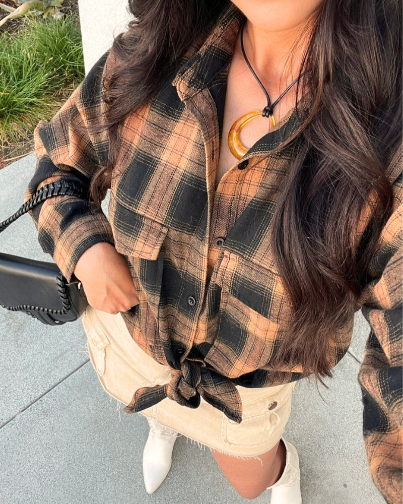 Brown & Black Plaid Shirt