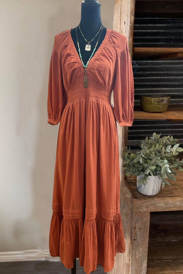 Ruffle Long Sleeve Maxi Dress