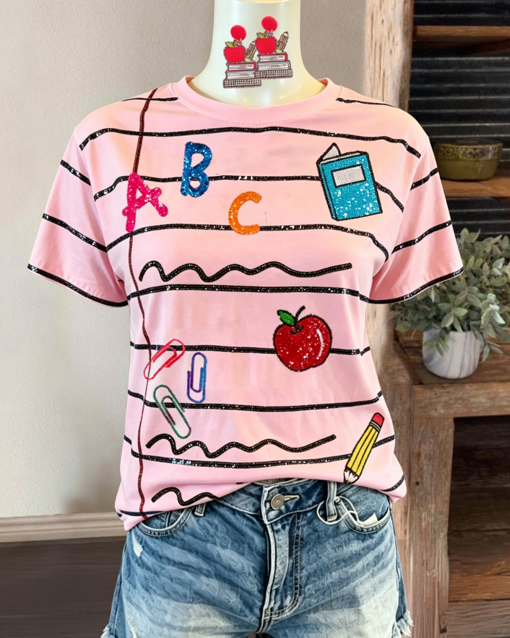 School Day Sequin Striped T-Shirt