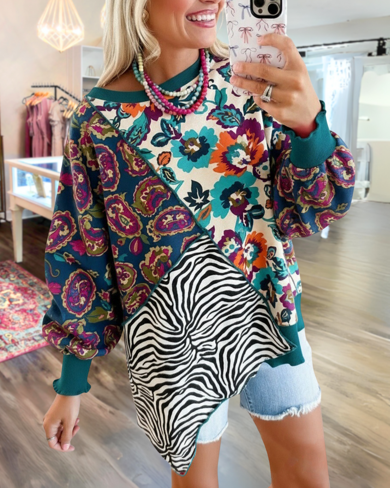 Unique Floral Patchwork Sweatshirt