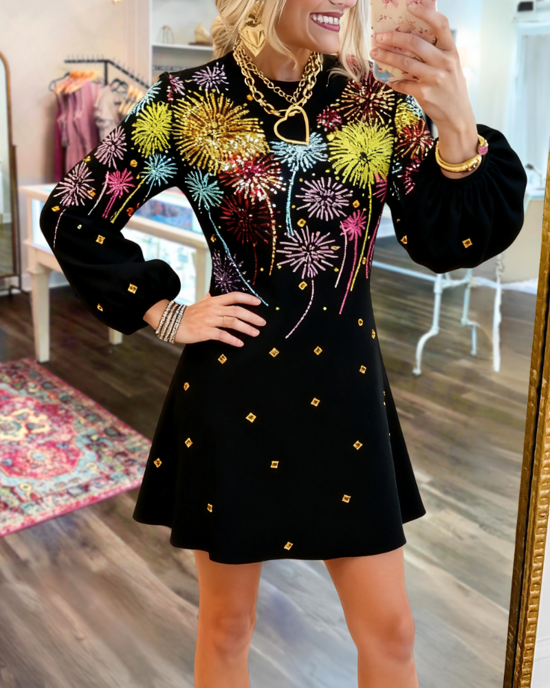 Slim Rainbow Fireworks Mini Dress