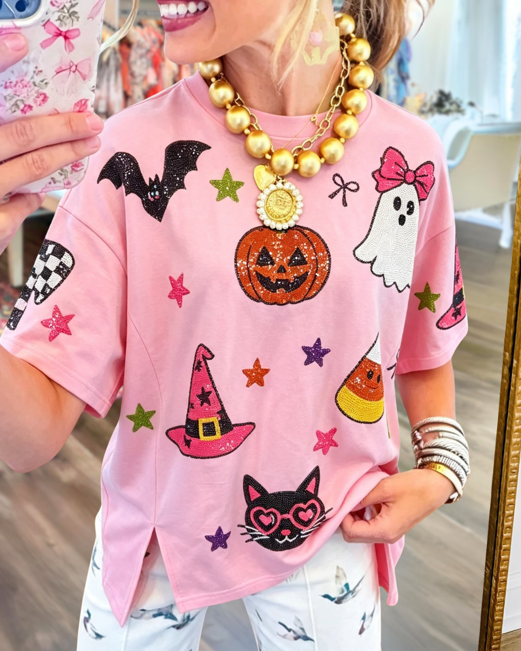 Halloween-themed Sequined T-shirt