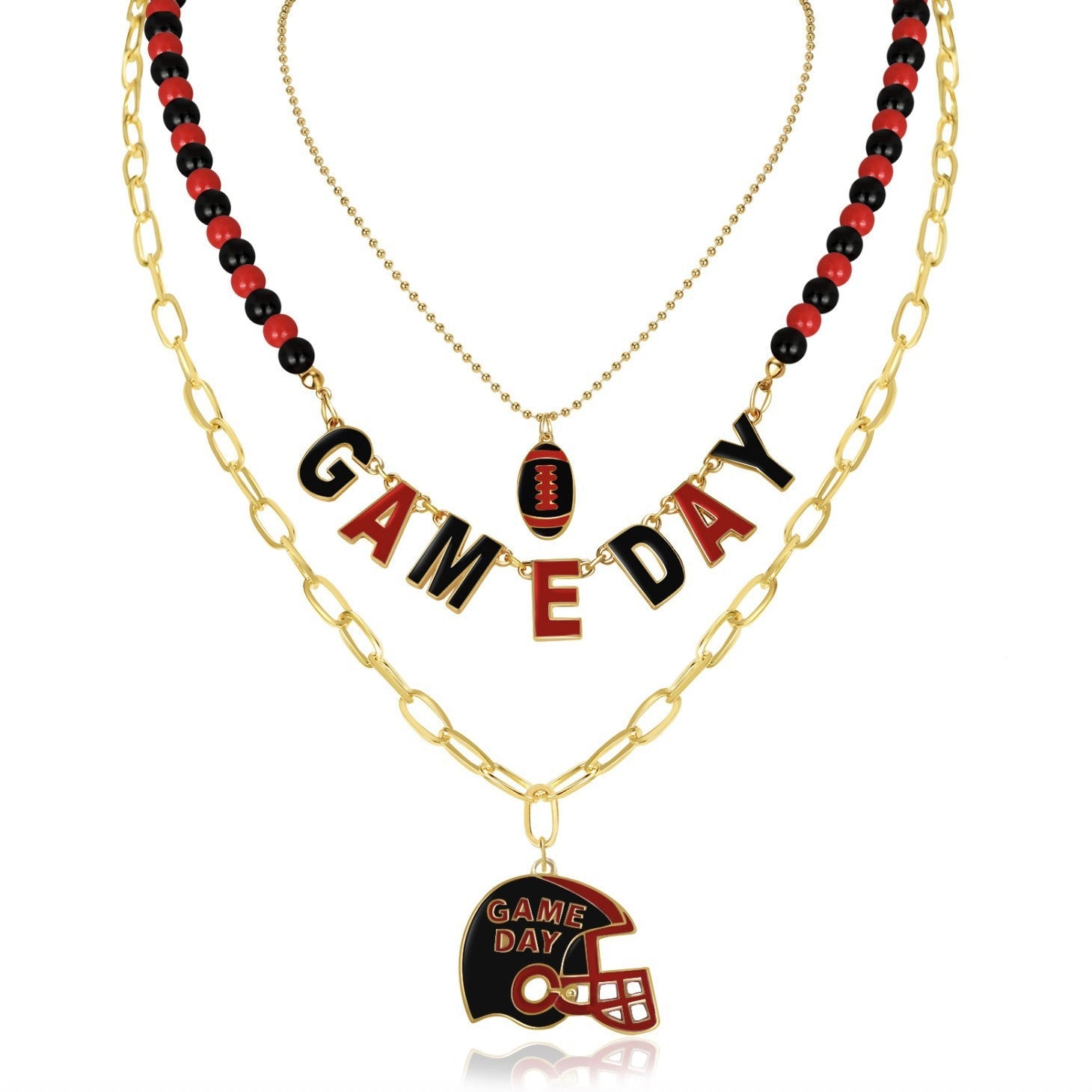 Game Day Football Fashion Multi-Layer Necklace