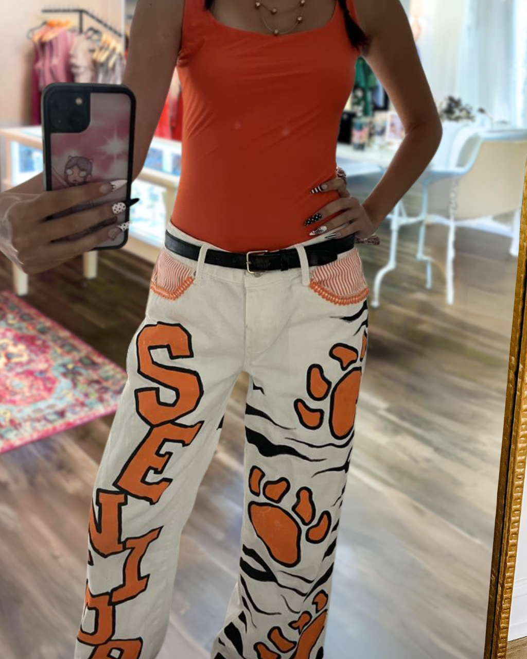 Senior Tiger Paw Print Jeans