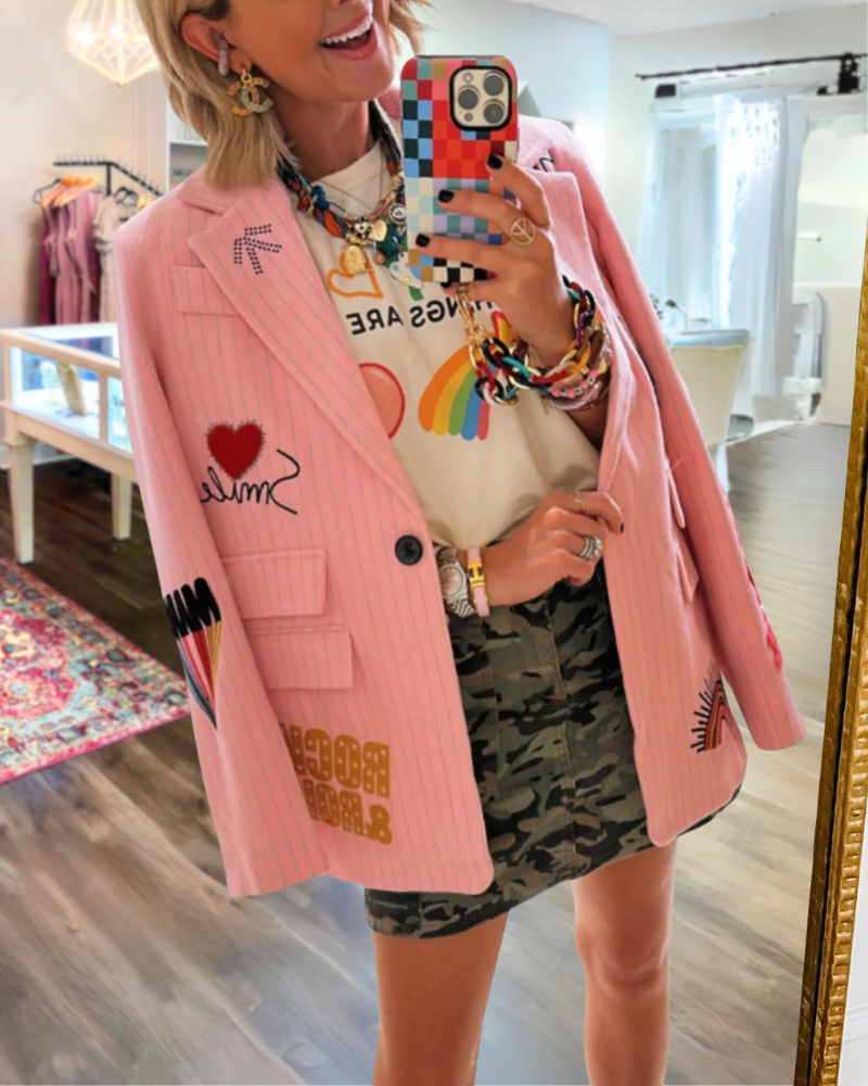 Fun Pattern Striped Jacket