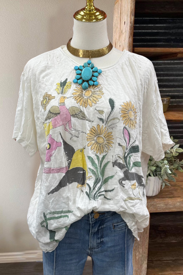 Colorful Floral Illustration T-shirt