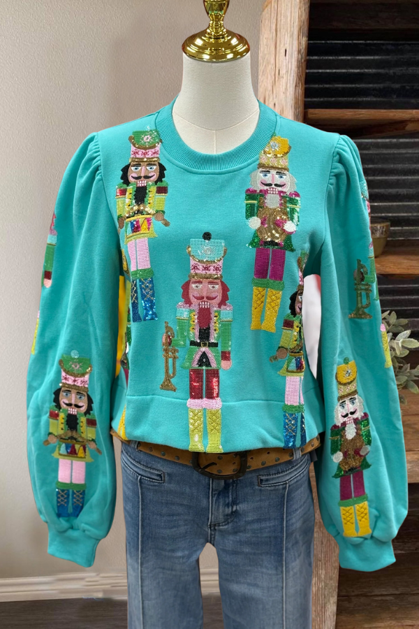 Nutcracker Soldier Sequined Crewneck Sweatshirt