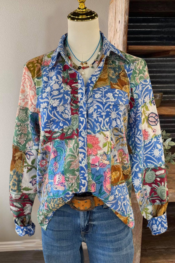 Vintage Mixed Floral Patchwork Blouse