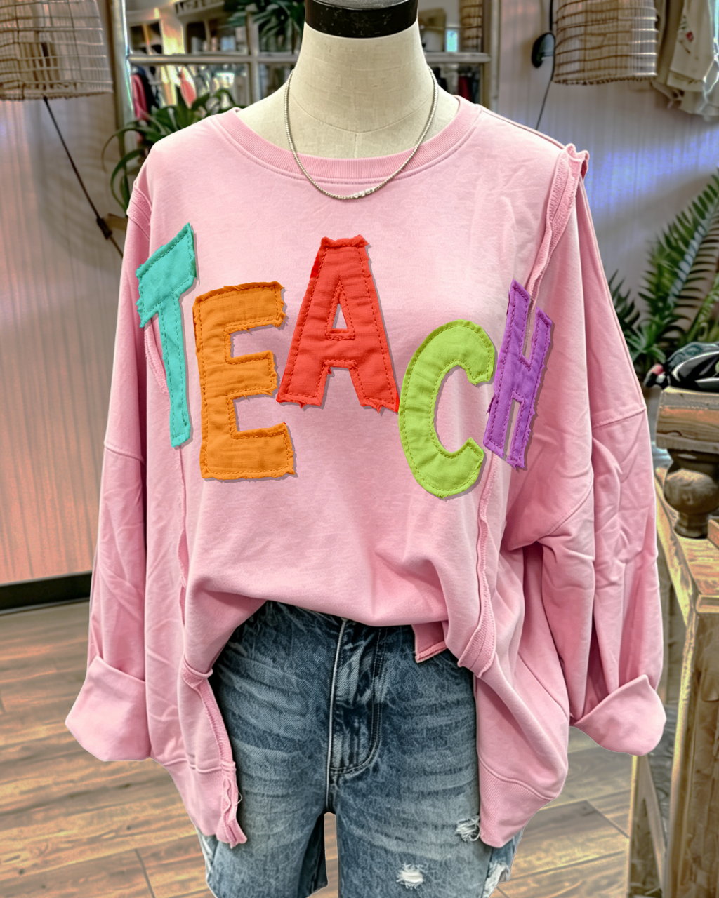 Oversized TEACH Patch Top