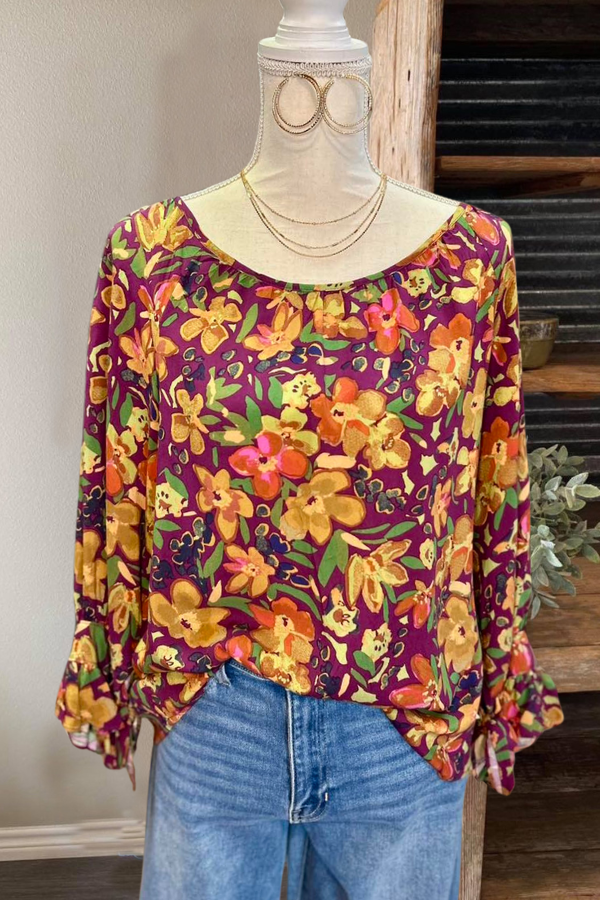 Bright Artistic Floral Top