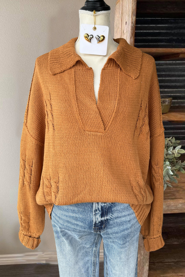 Chunky Knit Half Collar Sweater