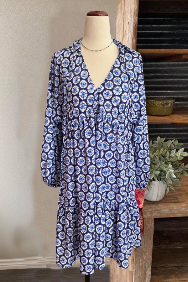 Ceramic Printed Long Sleeve Dress