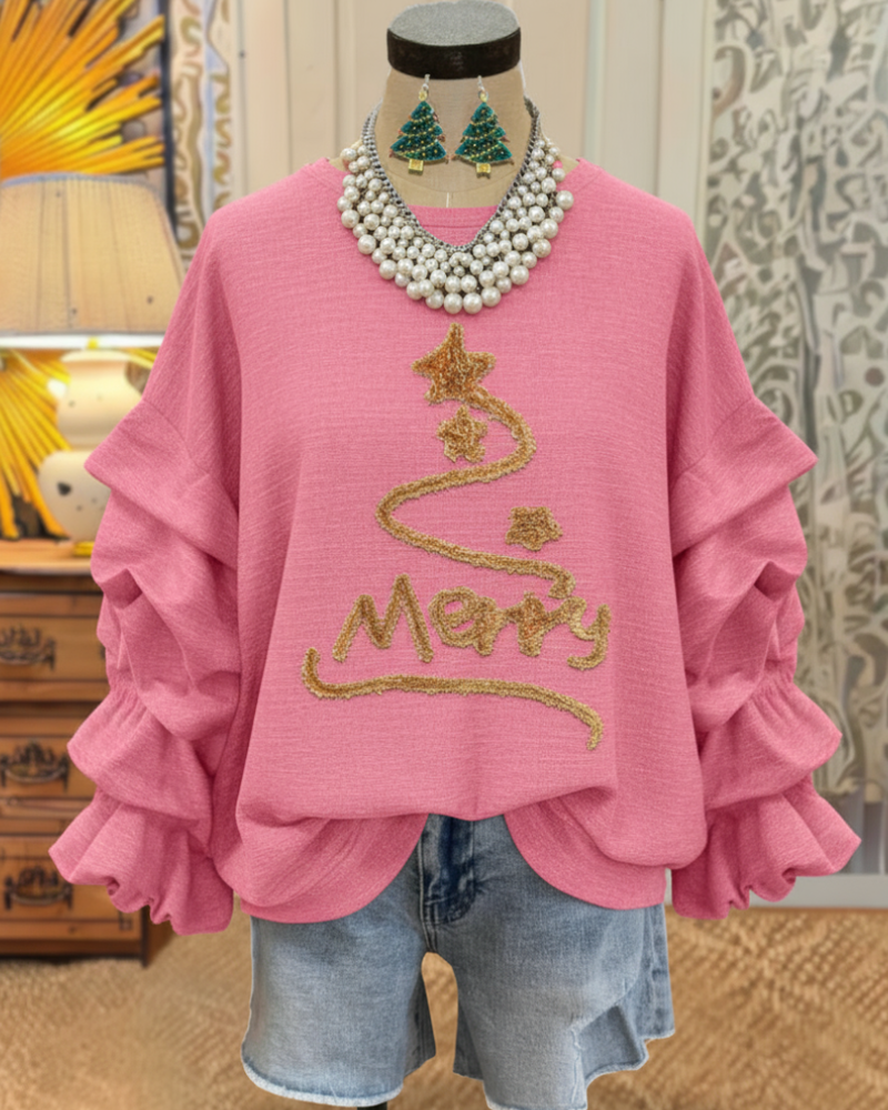 Christmas Tree Embroidered Sweatshirt