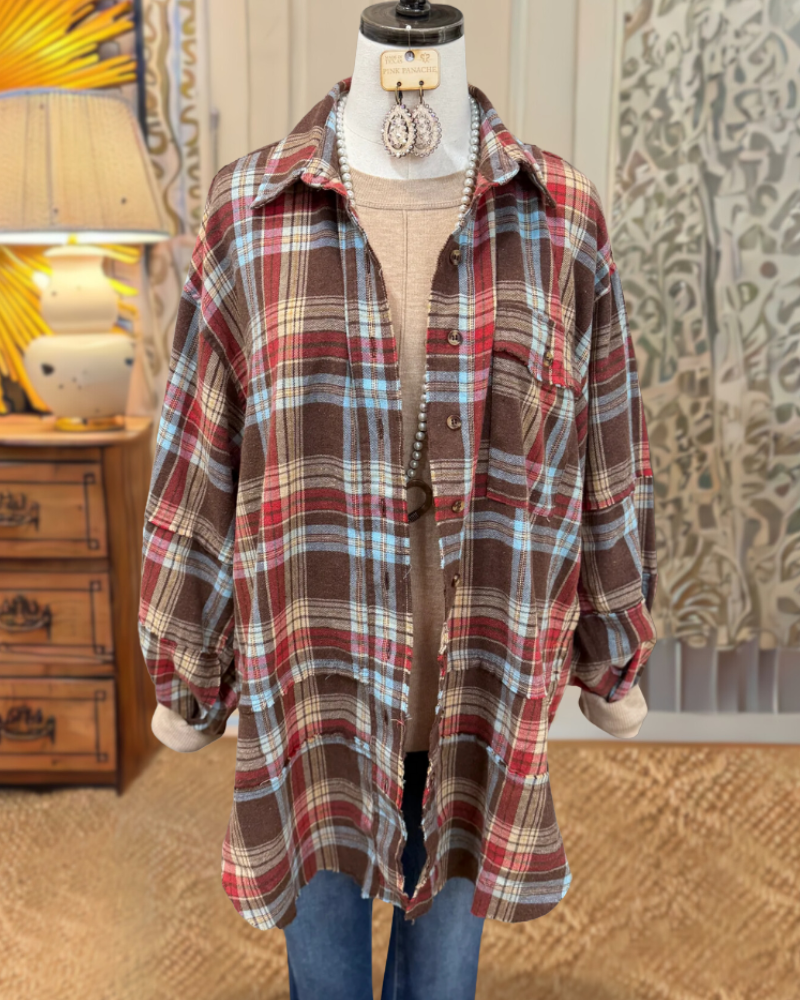Classicl Plaid Stand Collar Shirt